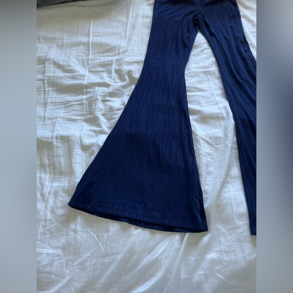 Blue flare pants with waist straps - Picture 4 of 6